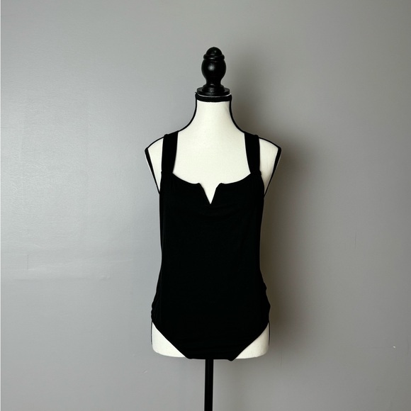 Saints and Hearts black v square neck tank bodysuit size large - Picture 1 of 12